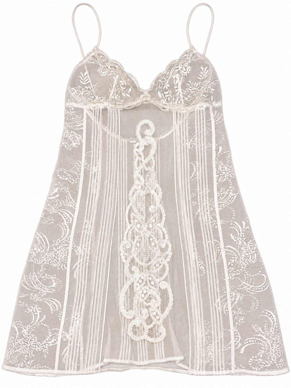 Vintage La Perla Ivory Lace Sheer Slip Dress Made in Italy Size 36 / US P